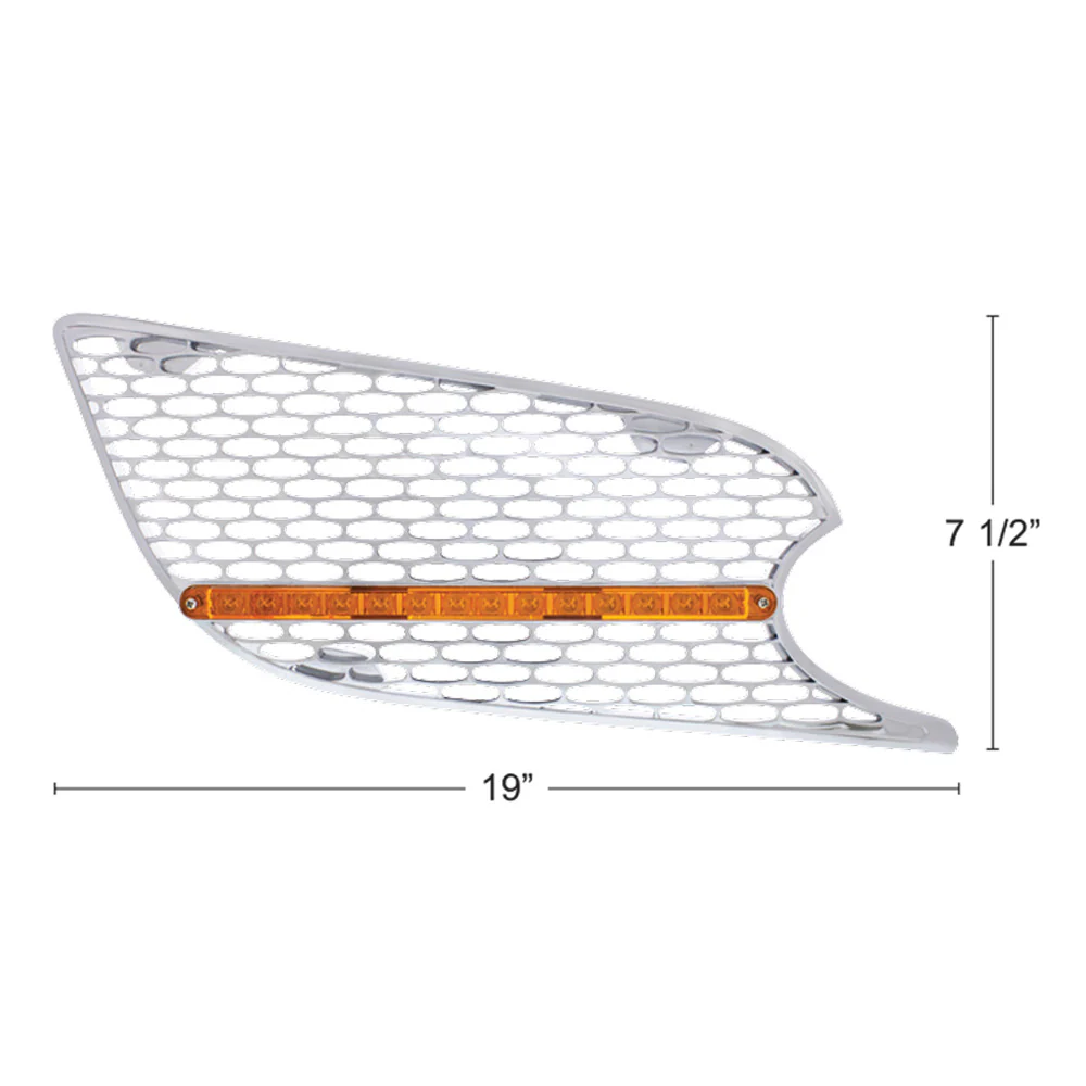 Peterbilt 579 Chrome Intake Screen with 14 Amber LED Light Bar - Image 5