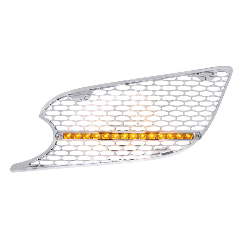 Peterbilt 579 Chrome Intake Screen with 14 Amber LED Light Bar - Image 7