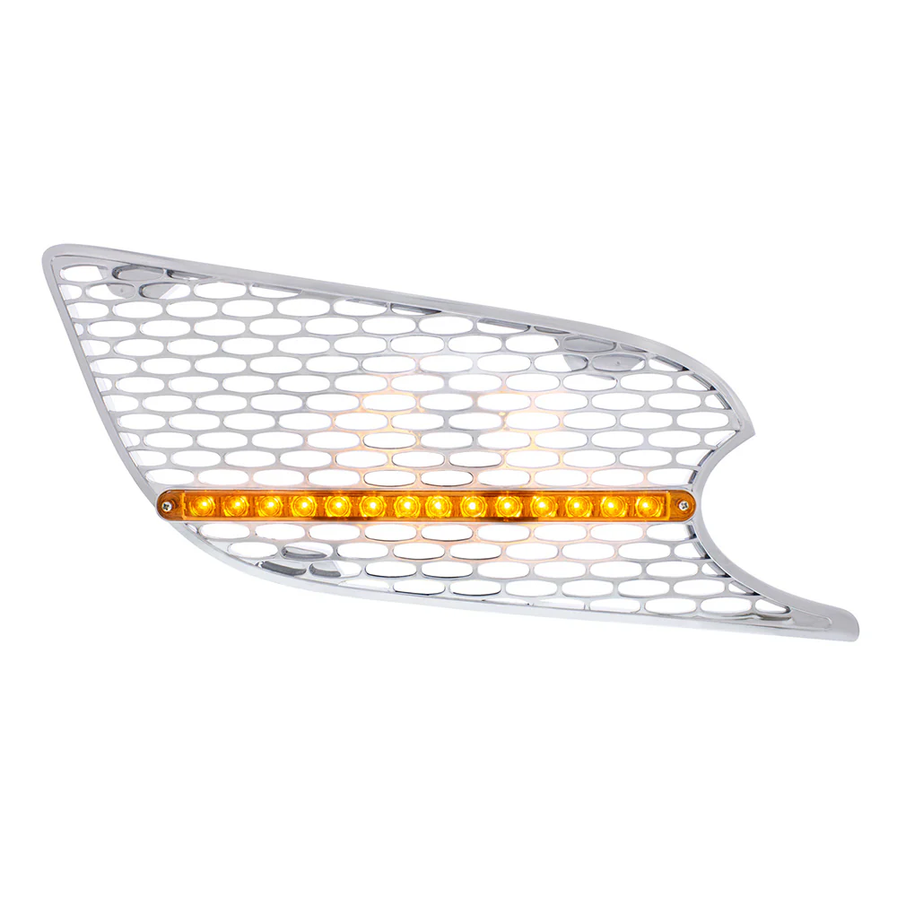 Peterbilt 579 Chrome Intake Screen with 14 Amber LED Light Bar - Image 9