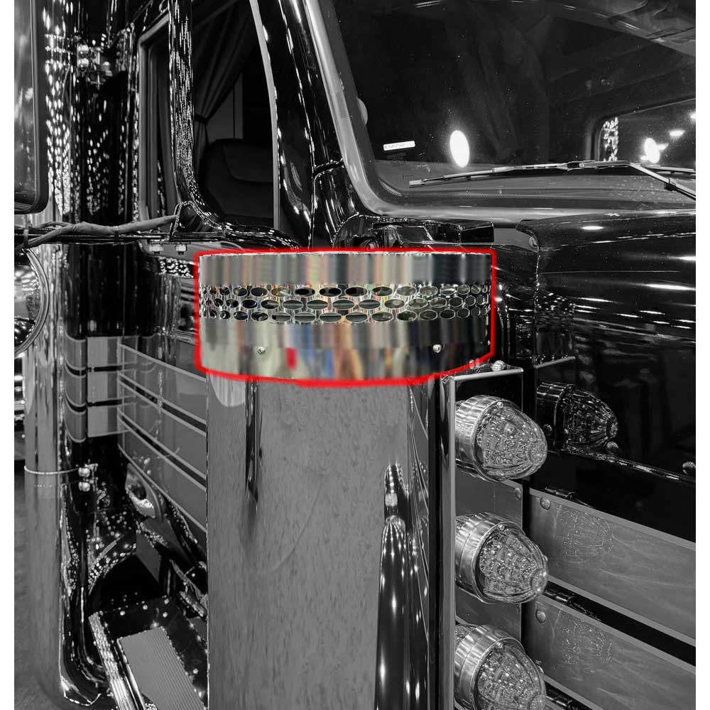 Peterbilt 589 Air Breather Stainless 5" Chop Screen with Oval Cutouts