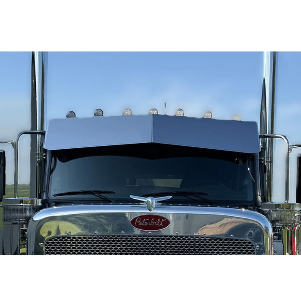 Peterbilt 589 Flat Top Stainless Steel Bow-Tie Visor