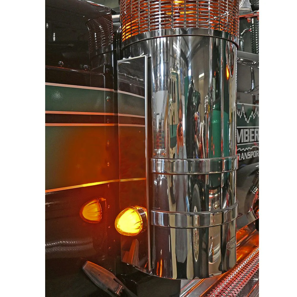 Peterbilt 589 Front SS AC Bars GLO Amber Watermelon for 15" Donaldson - Image 3