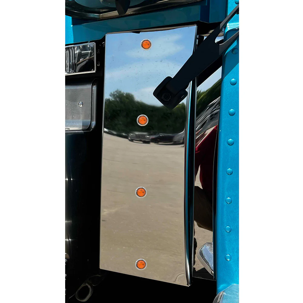 Peterbilt 589 Stainless Steel Cowl Panels Four 3/4" Button Lights - Image 4