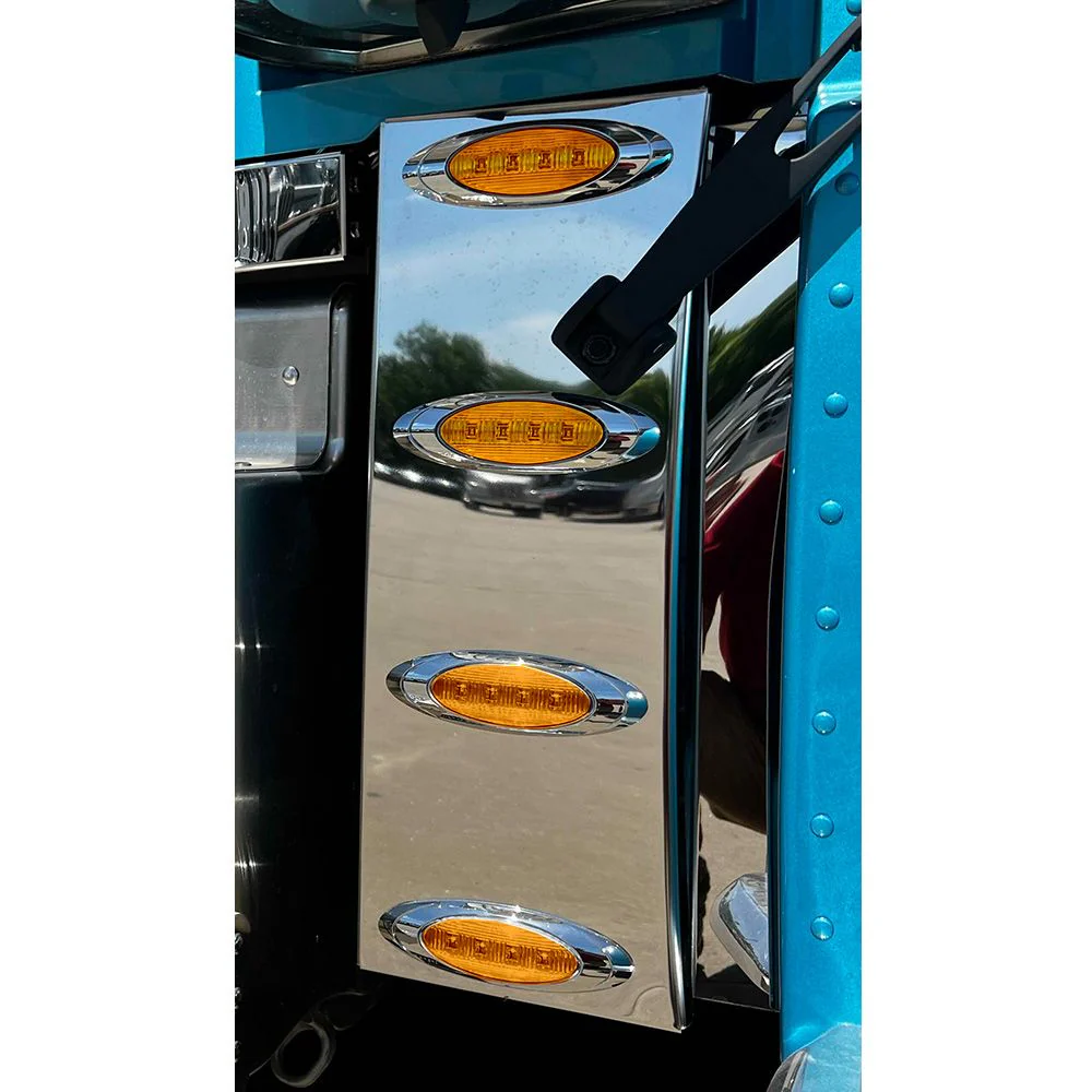 Peterbilt 589 Stainless Steel Cowl Panels Four P1 Lights