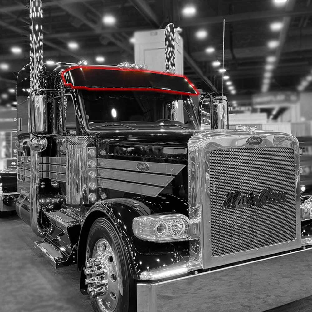 Peterbilt 589 Ultra Cab Stainless Steel 14" Drop Visor