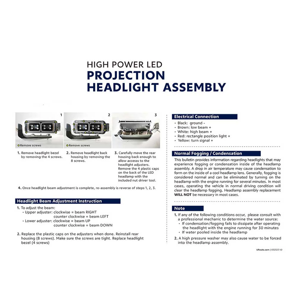 Peterbilt Black Inner Housing 10 High Power LED Projection Headlight Assembly with Mounting Arm and Turn Signal Side Pod - Image 16