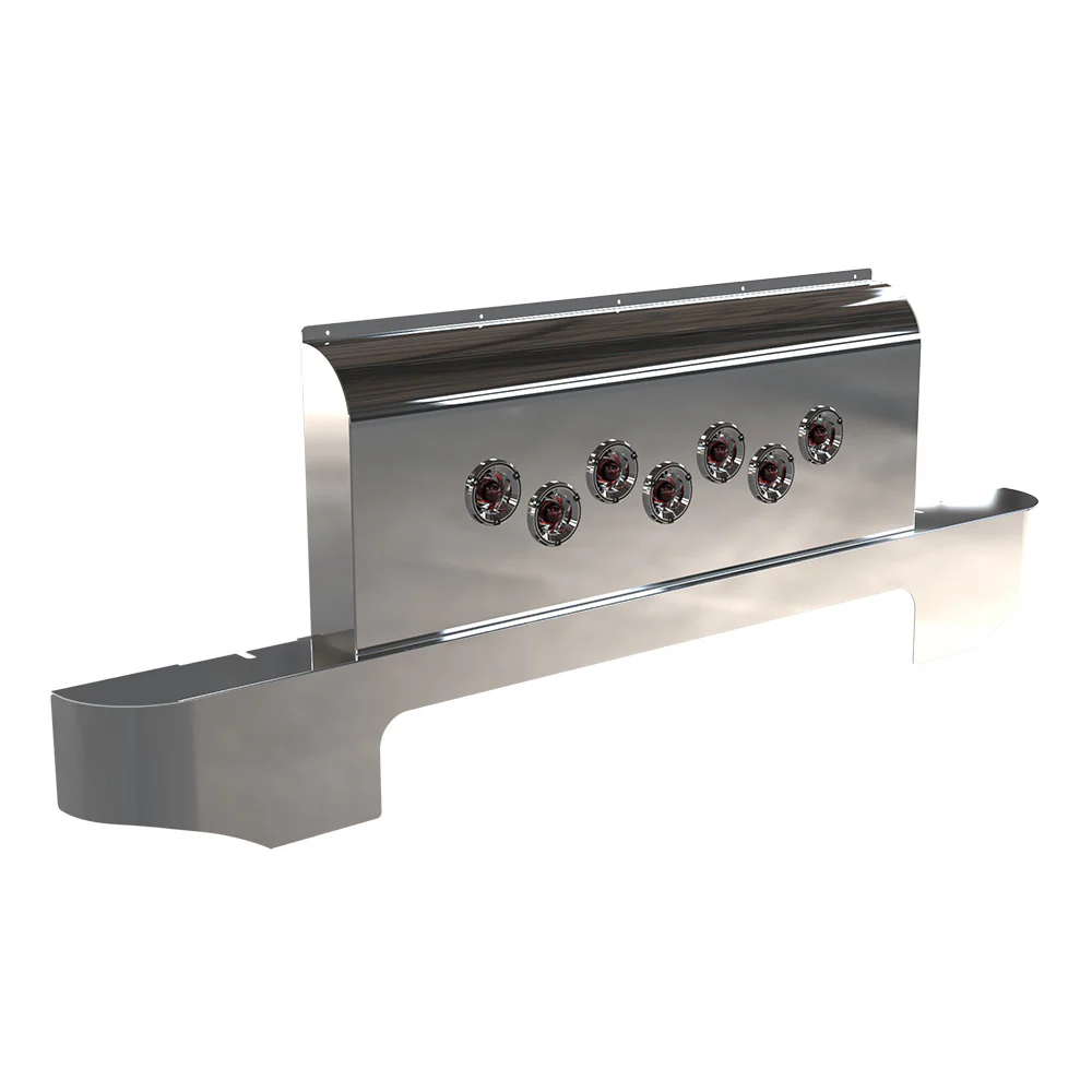 Peterbilt Curved Sleeper Shock Cover with 7 Staggered Mini Watermelon Lights - Image 2