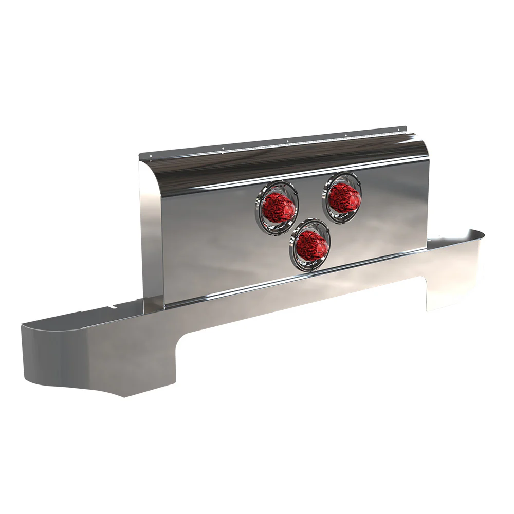 Peterbilt Curved Unibilt Sleeper Shock Cover with 3 Clustered Jeweled Watermelon Lights
