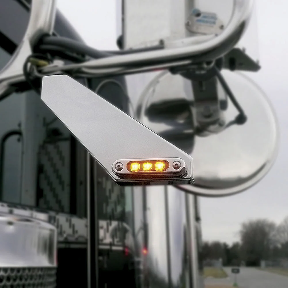 Peterbilt, Freightliner Double Faced Mirror Bracket Side Signal LED Lights - Image 4