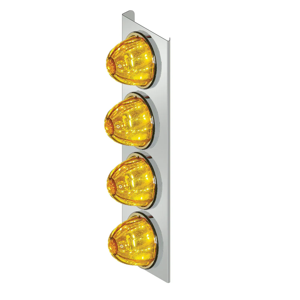 Peterbilt Front 23" HD Donaldson SS Air Cleaner LED Bars with Four Watermelon Glass