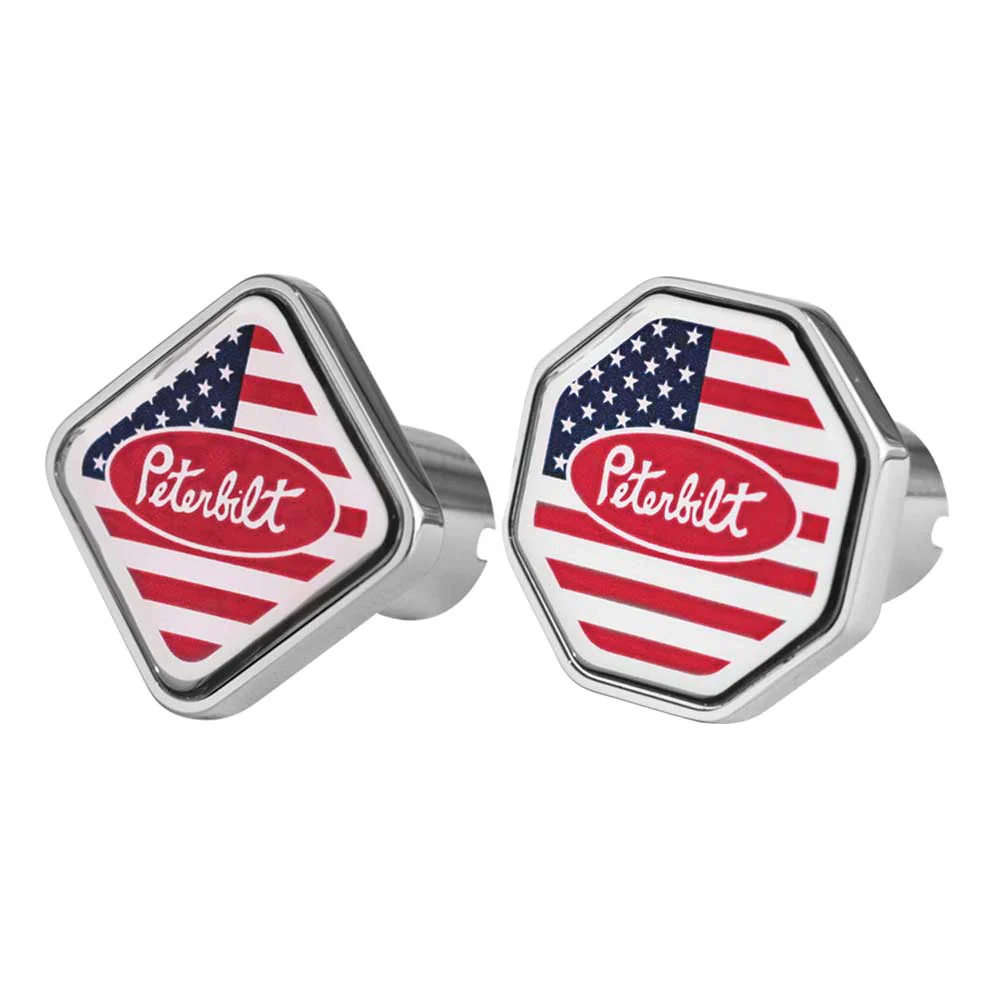 Peterbilt Logo with USA Flag Tractor / Trailer Air Valve Knob
