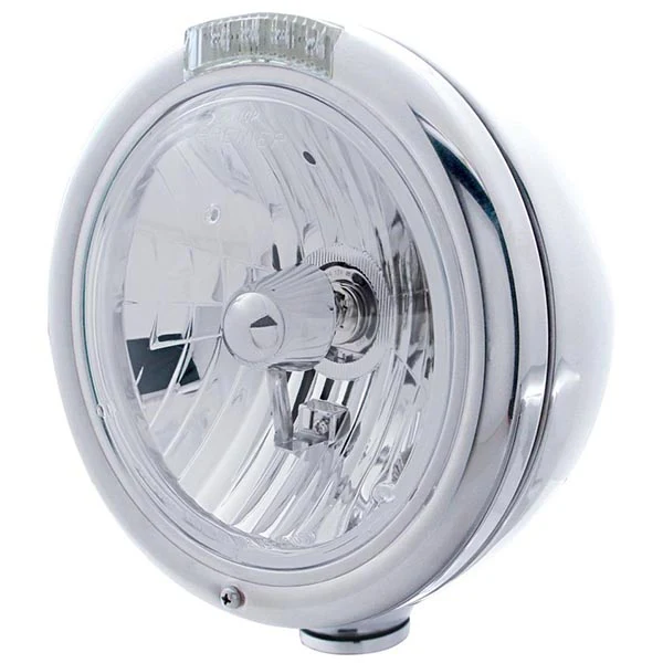 Peterbilt SS Headlight with H4 Bulb and Amber LEDs with Clear Lens