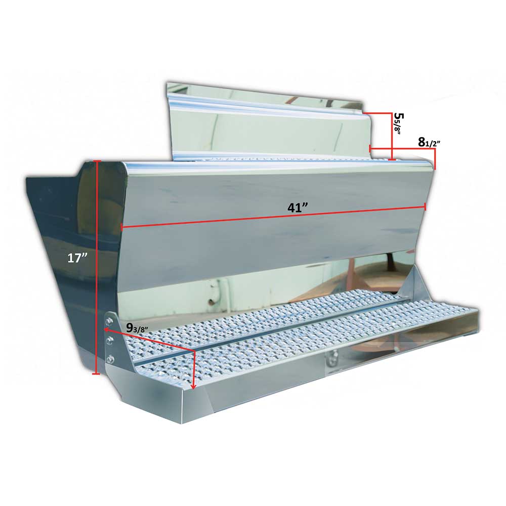 Peterbilt Stainless Steel 41" DPF Replacement Box with Box Step and Pipe Cutout - Image 2
