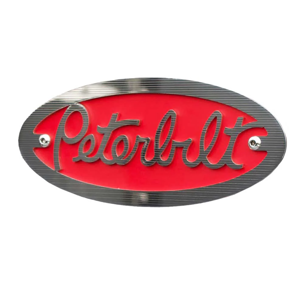 Peterbilt Stainless Steel Oval Logo Cutout with Lines