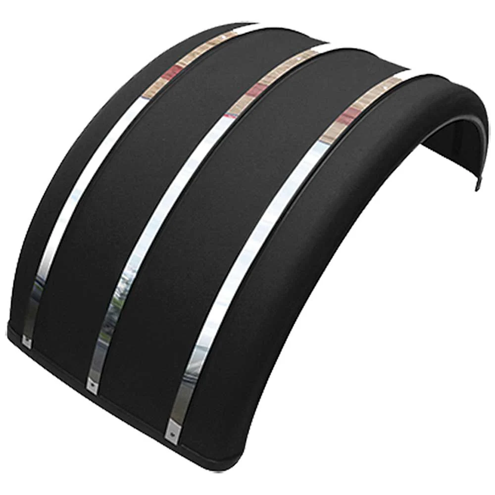 Poly Single Axle Fender with Stainless Steel Strips - Image 2