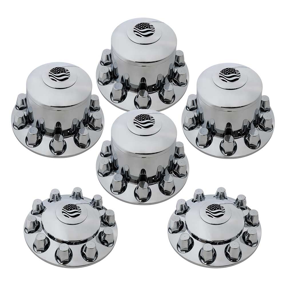 RealLogo USA Flag Floater Chrome Axle Cover Kit