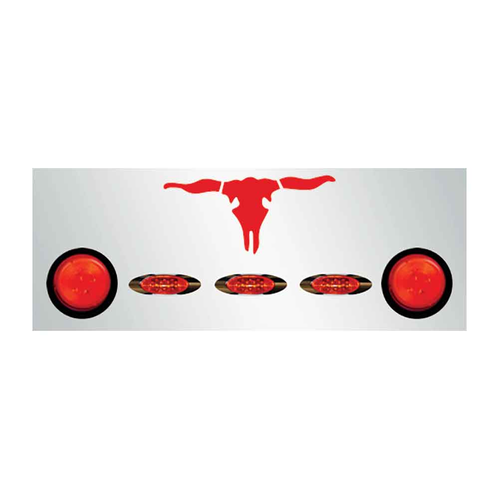 Rear Steer Head Center Panel with Two 4" Red LEDS and Three Oval LEDS