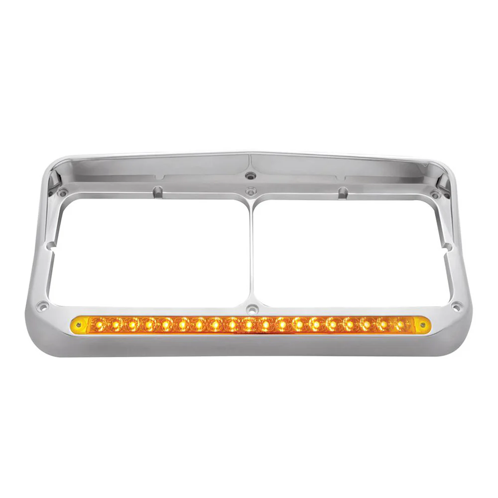 Rectangle Dual Headlight Bezel 19 LED Amber/Amber