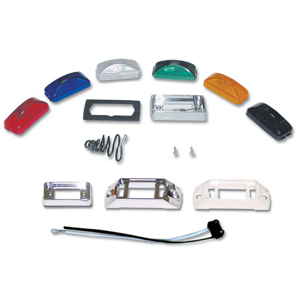 Rectangular Clear Marker Light W/Rail Cr. Rim