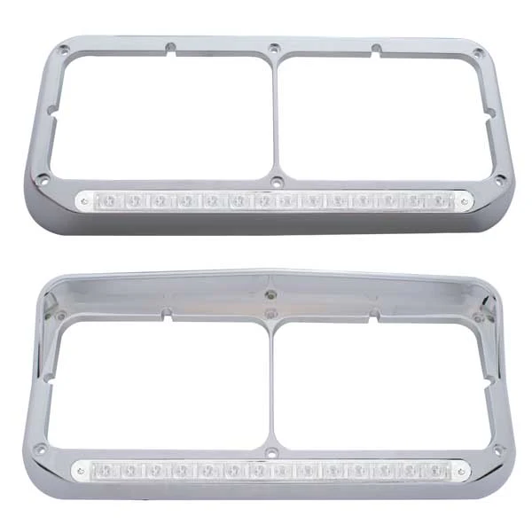 Rectangular Dual Headlight Bezel 19 White LED Lights - Image 2