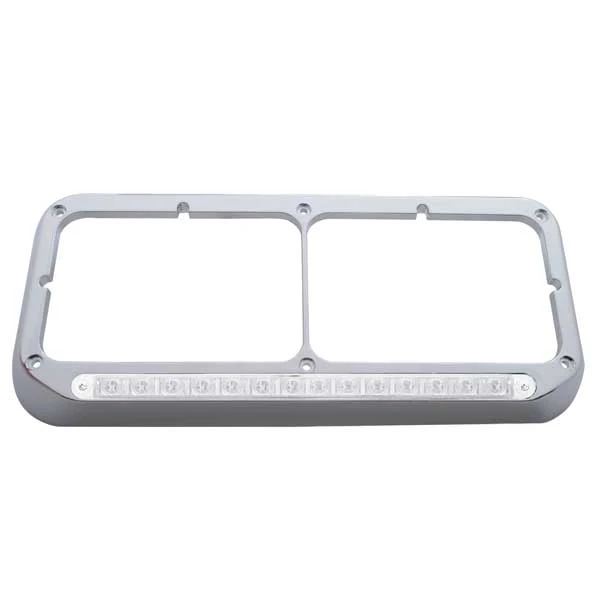Rectangular Dual Headlight Bezel 19 White LED Lights - Image 3