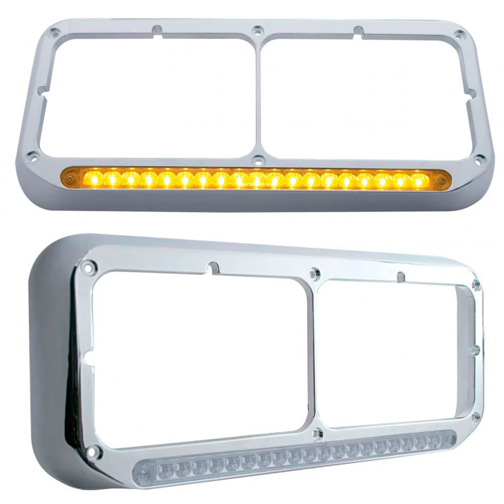 Rectangular Dual Headlight Bezel with 19 LED Lights
