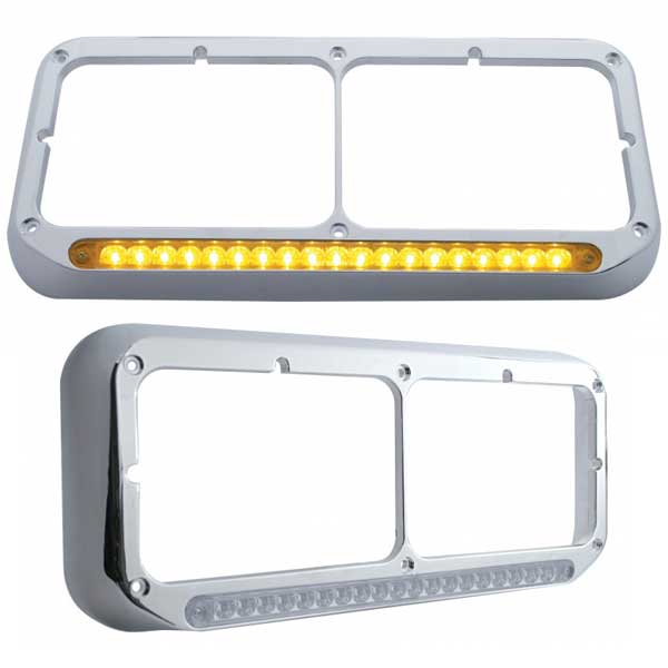 Rectangular Dual Headlight Bezel with 19 LED Lights - Image 2