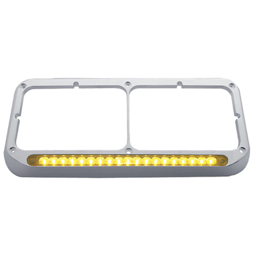 Rectangular Dual Headlight Bezel with 19 LED Lights - Image 3