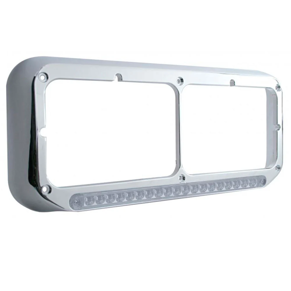 Rectangular Dual Headlight Bezel with 19 LED Lights - Image 4