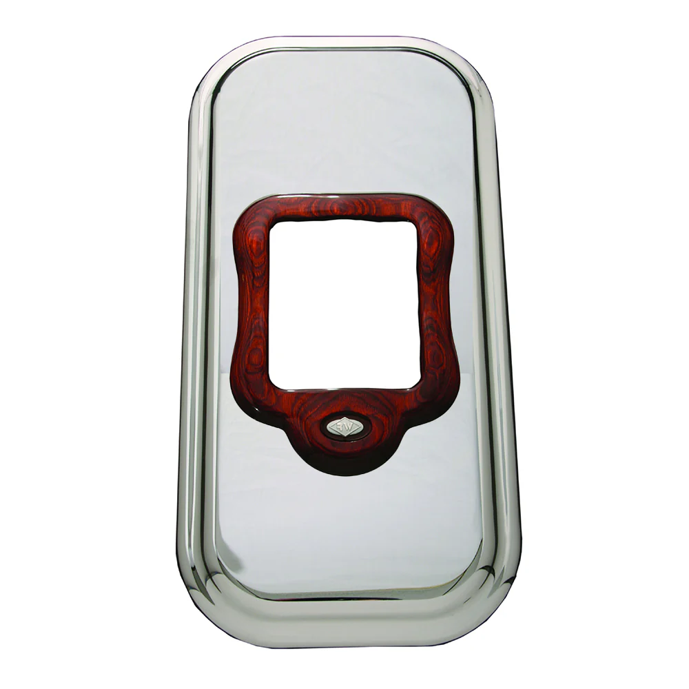 Rosewood and Chrome Gear Shift Plate Cover 4.45" or 8.75" to Front