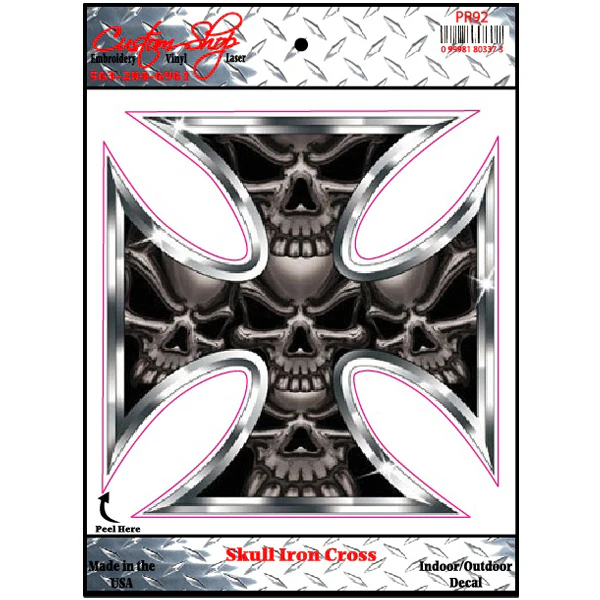 Skull Maltese Cross Vinyl Decal