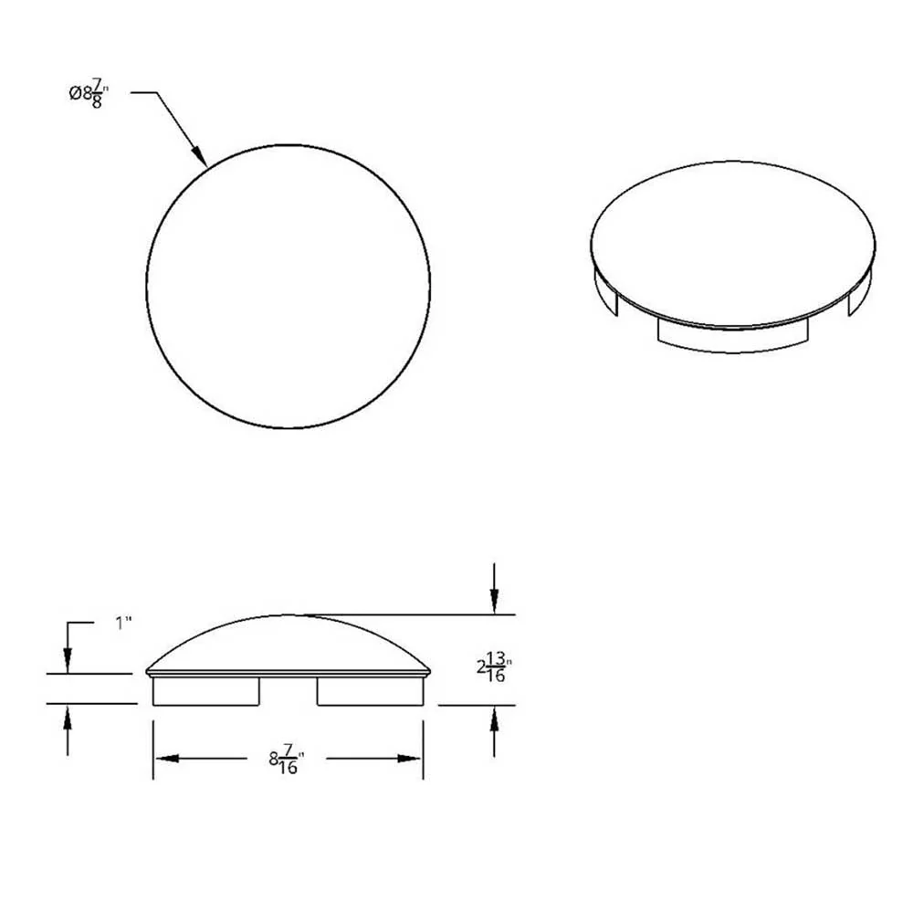 SS Dome, Front Hubcap, 4 Even Notch, 1" Lip - Image 4