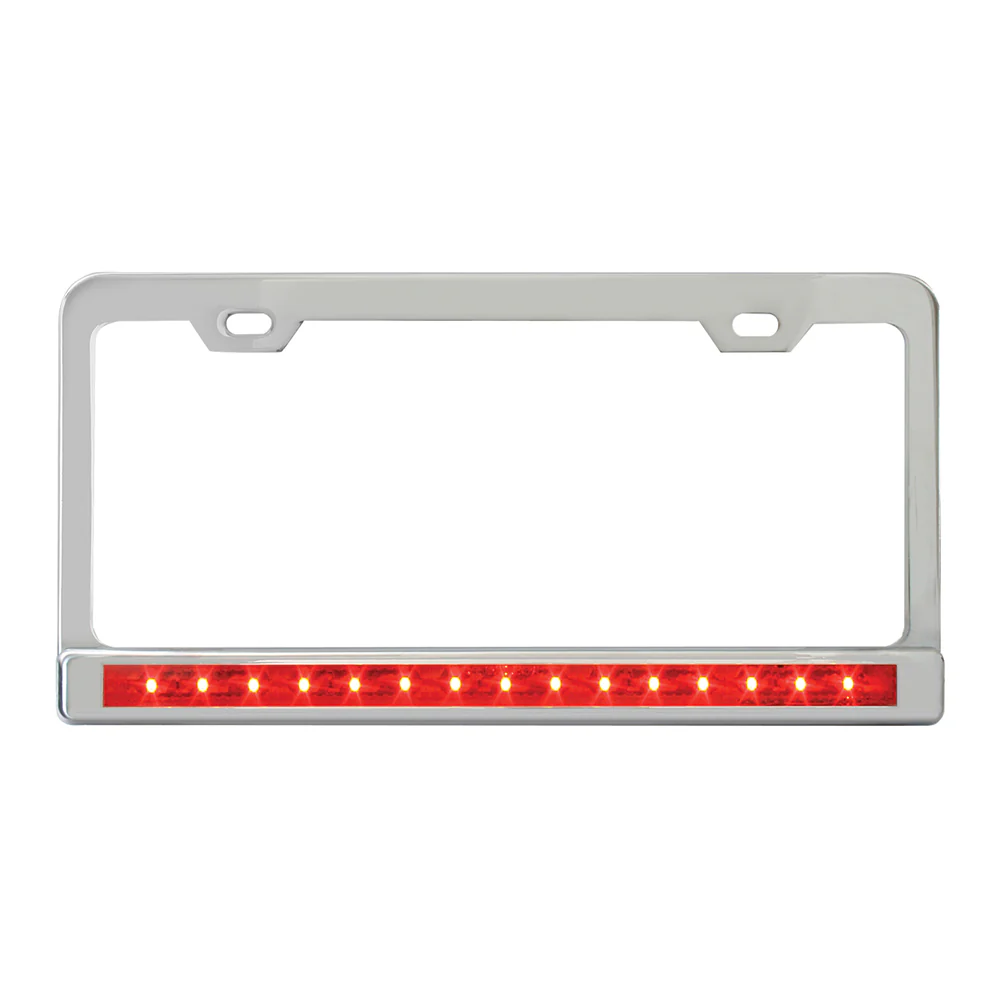 Stainless 2-Hole License Plate Frame with 12" Light Bar - Image 3