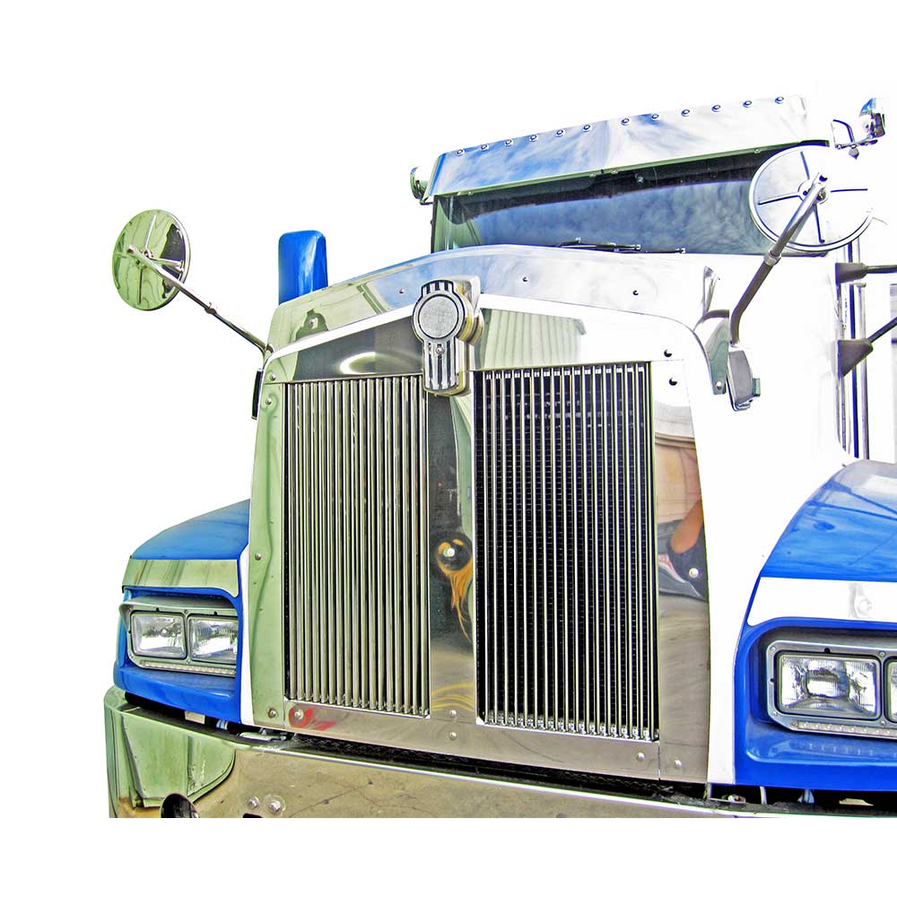 Stainless Hood Grill with 17 Horizontal Bars Per Side 1986 - 2007 Kenworth T600