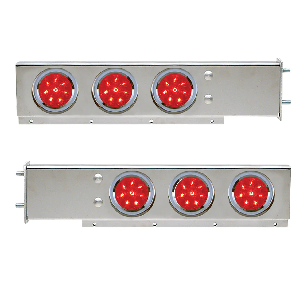Stainless Spring-Loaded Rear Light Bars with LED, 3-3/4" Bolt Spacing