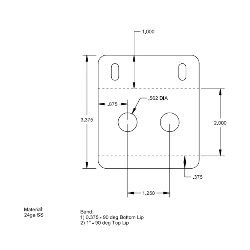 Stainless Steel 2 Hole Switch Panel with Mounting Lip - Image 2