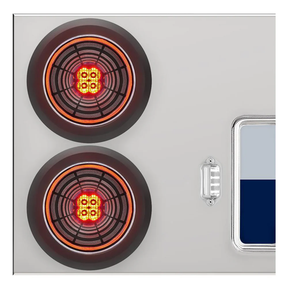 Stainless Steel Center Panel with 4" Red Abyss 13 LED with Black Grommet, License Frame and LED Light - Image 4