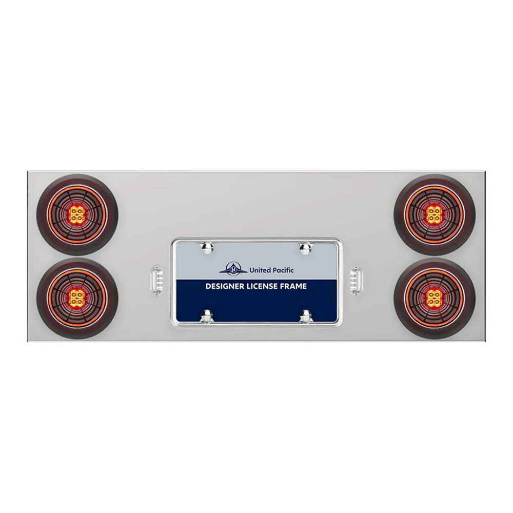 Stainless Steel Center Panel with 4" Red Abyss 13 LED with Black Grommet, License Frame and LED Light - Image 8