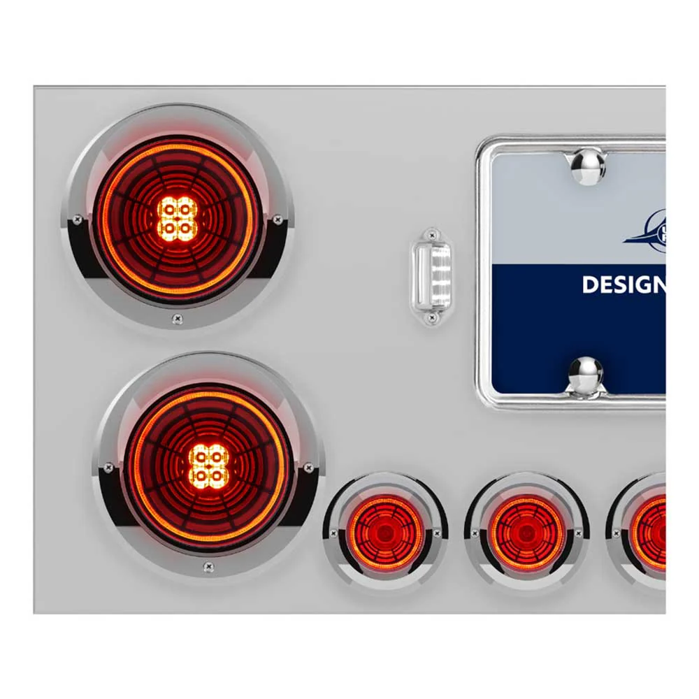 Stainless Steel Center Panel with Four 4" Abyss and Six 2" LED Lights with Visors - Image 4
