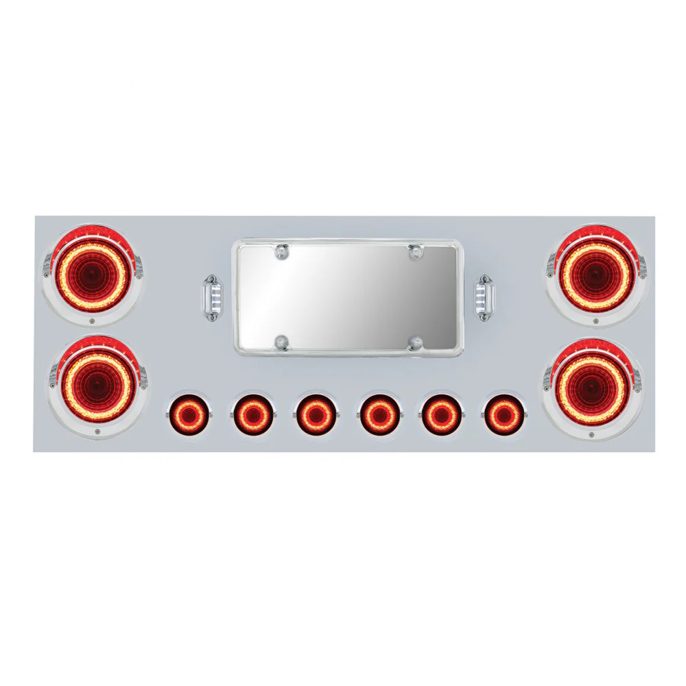 Stainless Steel Center Panel with Six 2" & Four 4" Red Mirage Lights - Image 2