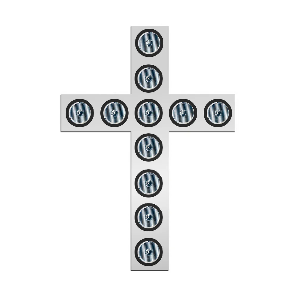 Stainless Steel LED Lighted Cross with 11 Amber/Clear 2" Lights