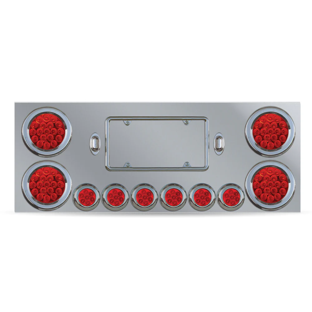 Stainless Steel Rear Center Panel with 4" and 2" Red/Red LEDs