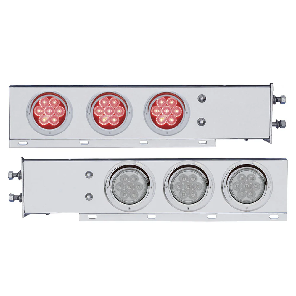 Stainless Steel Rear Light Bars with LED Lights, 2" Bolt Spacing