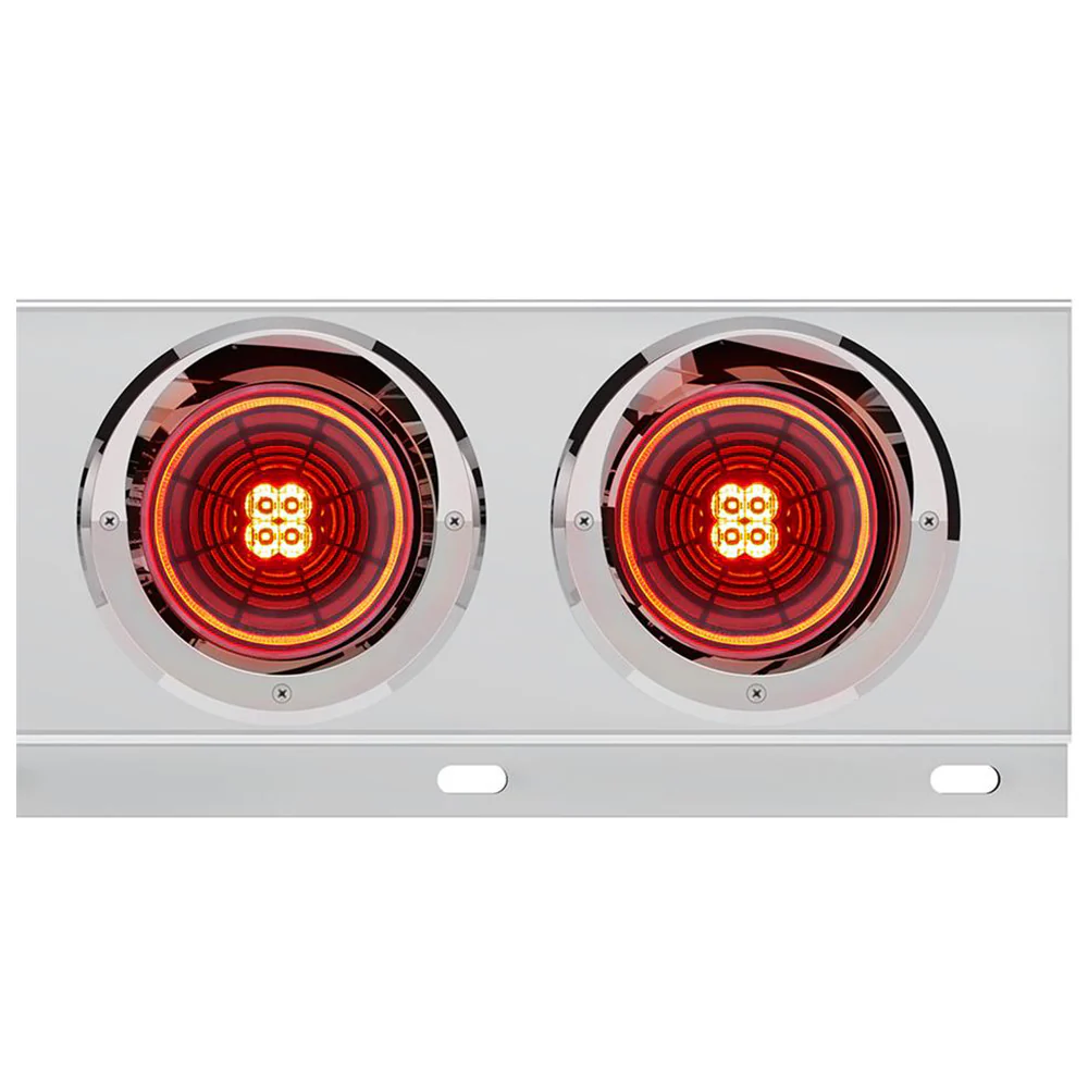 Stainless Steel Rear Light Bars with Six 4" Abyss 13 LED Lights with Visor, 2" Bolt Spacing - Image 3