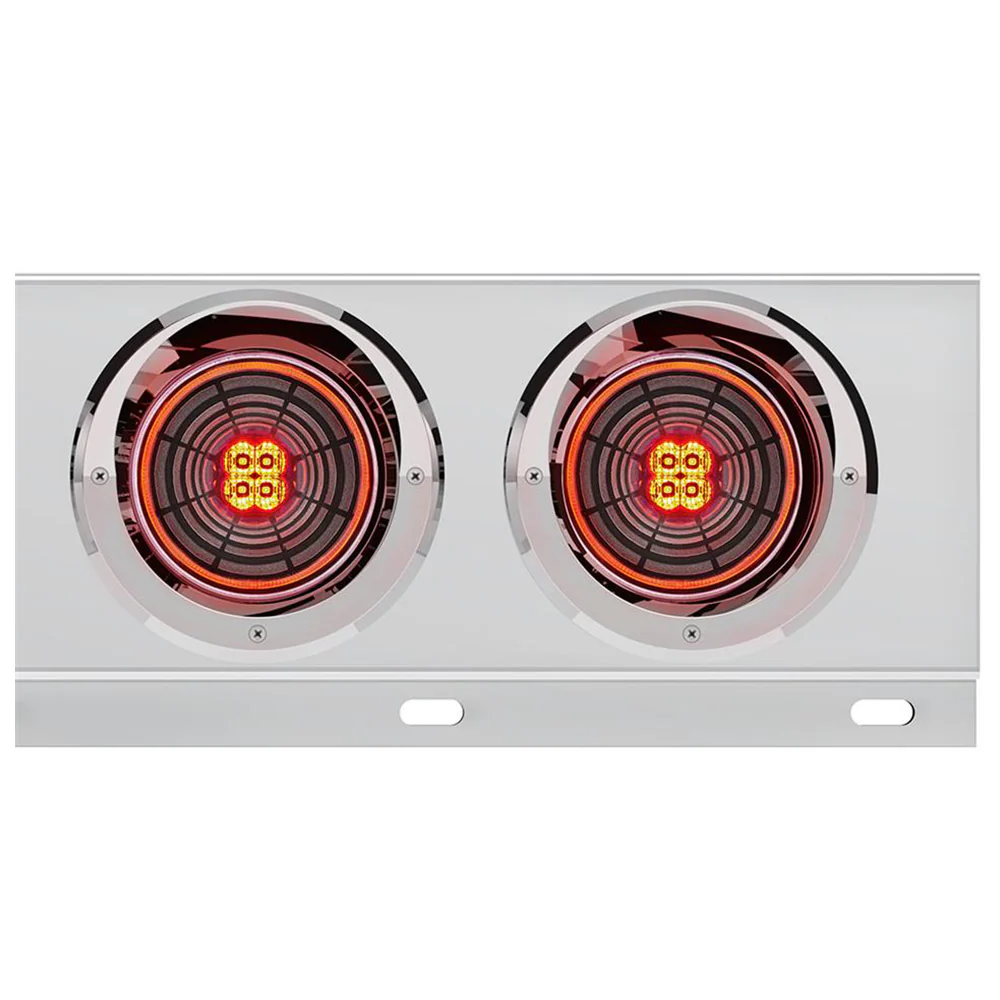 Stainless Steel Rear Light Bars with Six 4" Abyss 13 LED Lights with Visor, 2" Bolt Spacing - Image 4