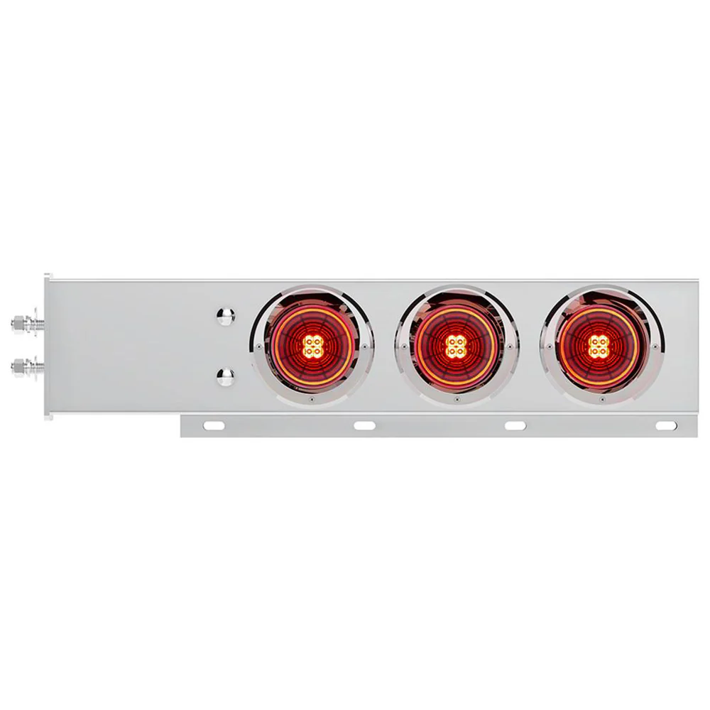 Stainless Steel Rear Light Bars with Six 4" Abyss 13 LED Lights with Visor, 2" Bolt Spacing - Image 7