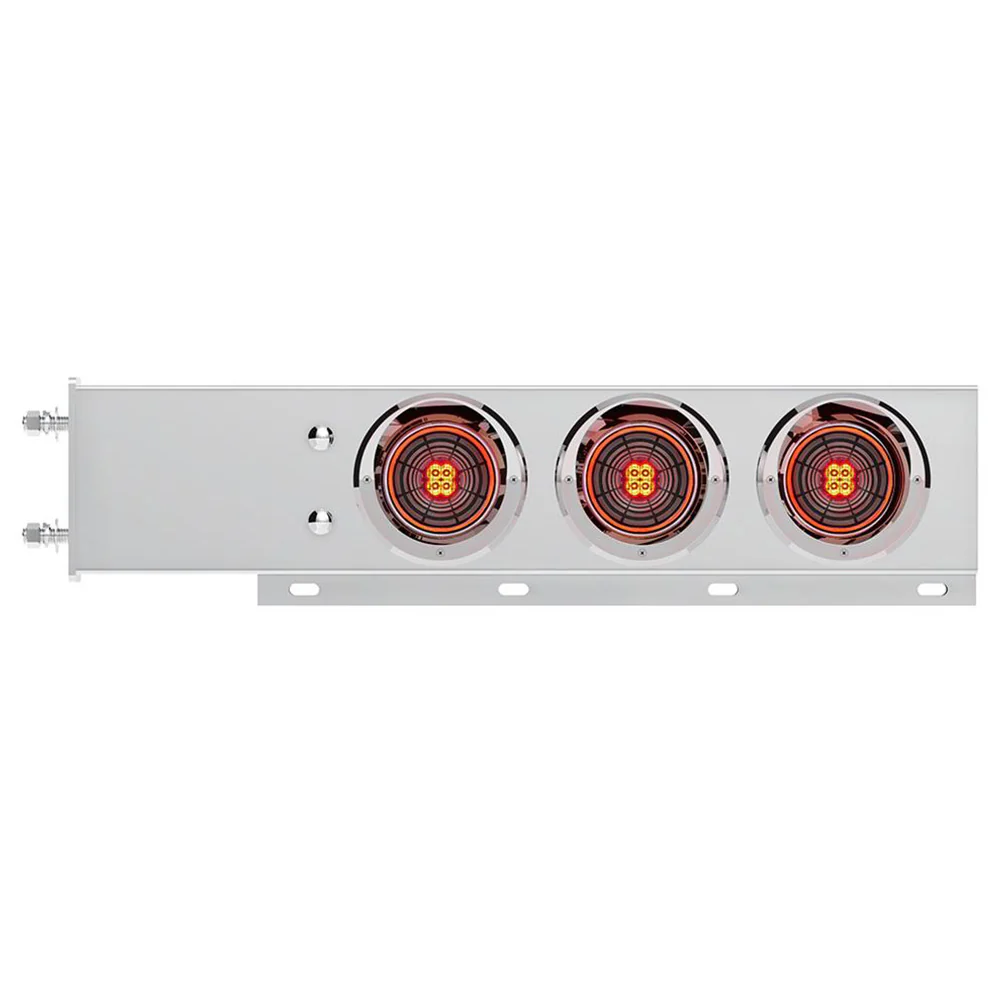 Stainless Steel Rear Light Bars with Six 4" Abyss 13 LED Lights with Visor, 3-3/4" Bolt Spacing - Image 2