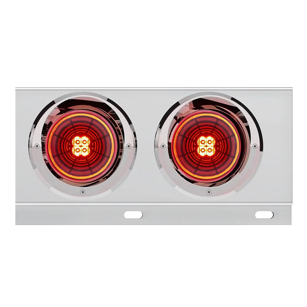 Stainless Steel Rear Light Bars with Six 4" Abyss 13 LED Lights with Visor, 3-3/4" Bolt Spacing - Image 3