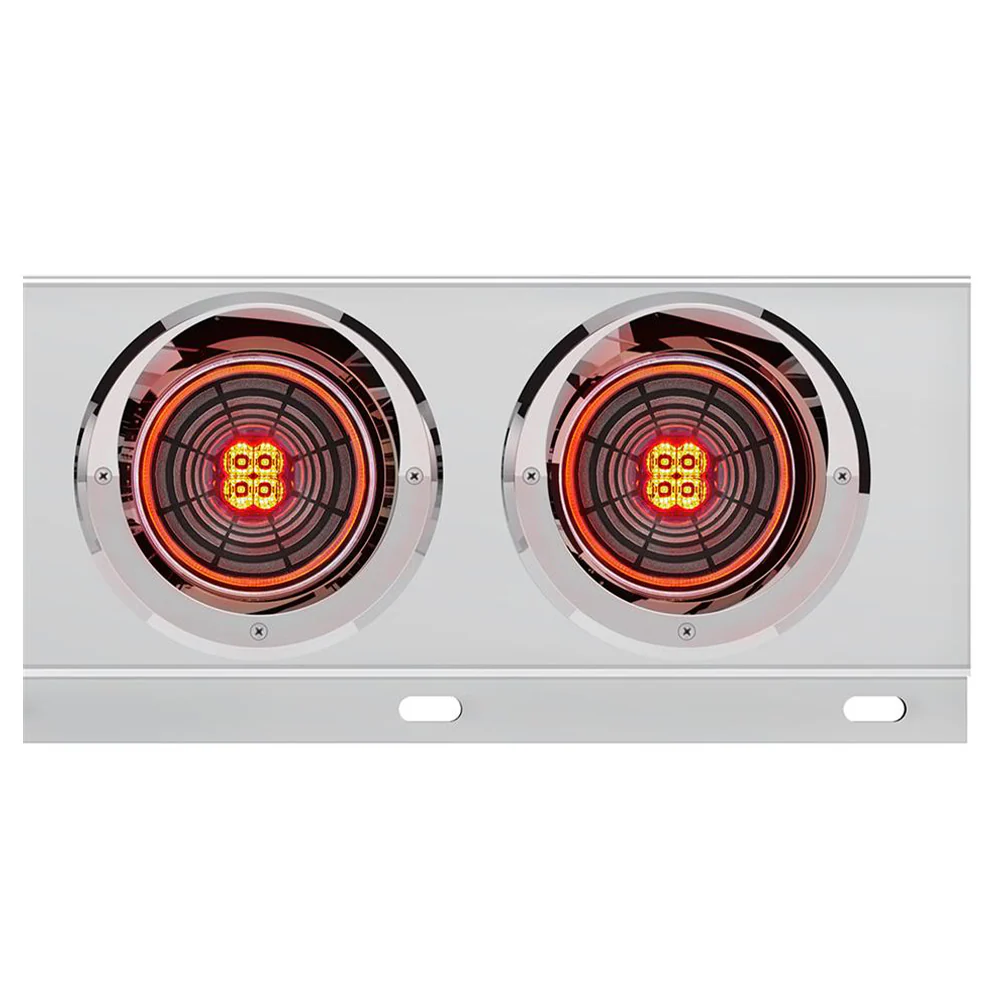 Stainless Steel Rear Light Bars with Six 4" Abyss 13 LED Lights with Visor, 3-3/4" Bolt Spacing - Image 4