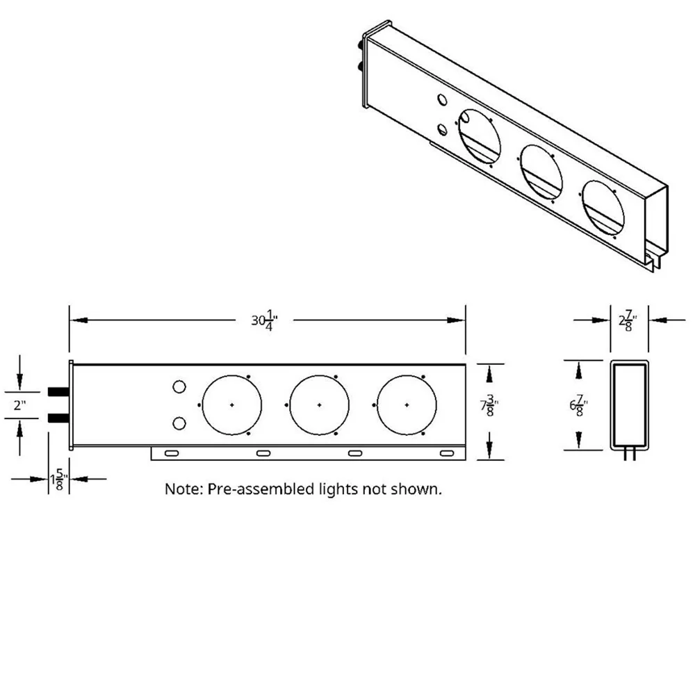 Stainless Steel Rear Light Bars with Six 4" Turbine 16 LED Lights with Grommet, 2" Bolt Spacing - Image 4